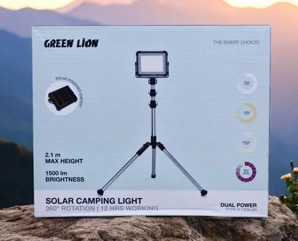 GREEN LION SOLAR CAMPING LIGHT |360 ROTATION |12 HRS WORKING